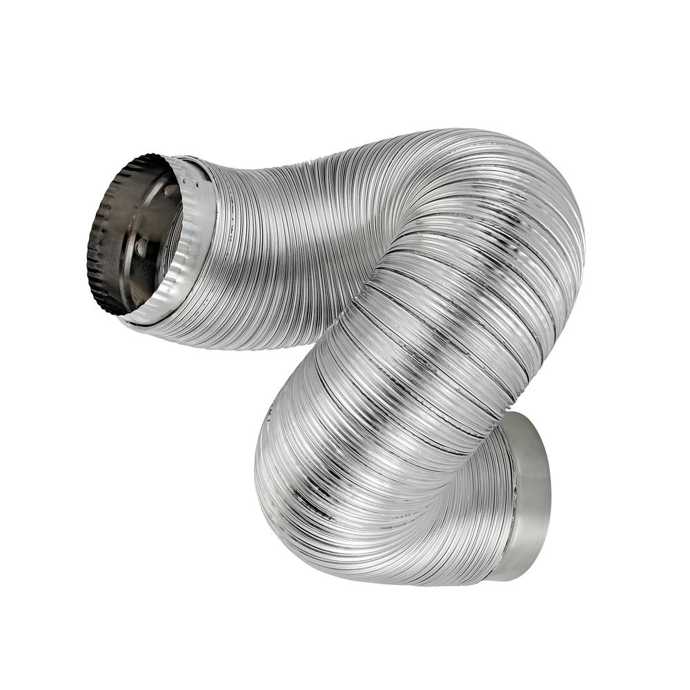 Lambro Rigiflex Semi-Rigid Silver Flexible Duct with Quick Connect Collars for Laundry Closet Installations | L322ULC