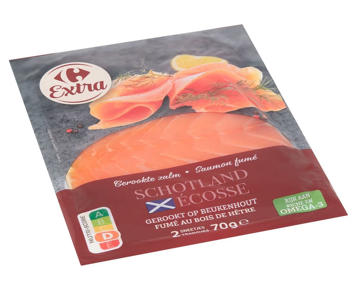 Carrefour Extra Saumon Fumé Écosse 2 Tranches 70 g