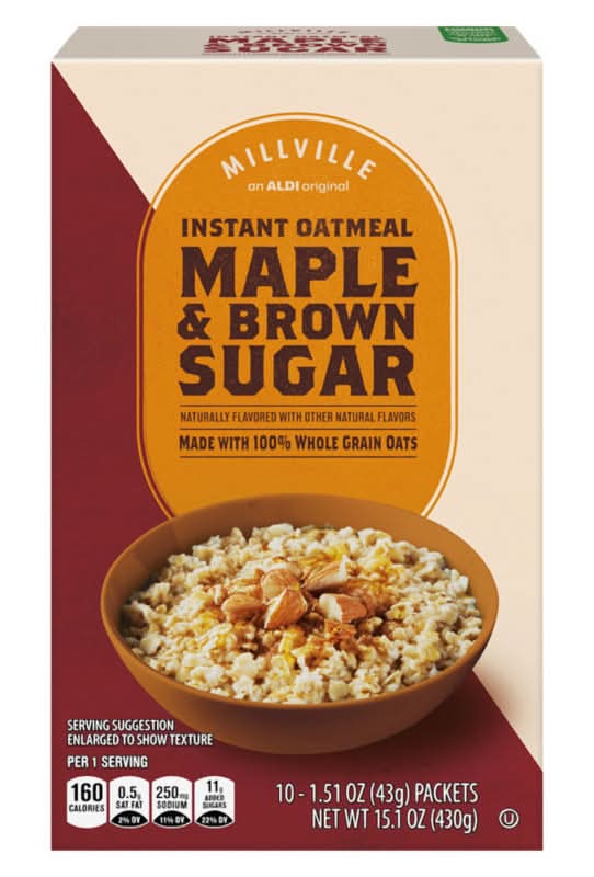 Millville Instant Oatmeal, Maple & Brown Sugar (10 x 1.51 oz)
