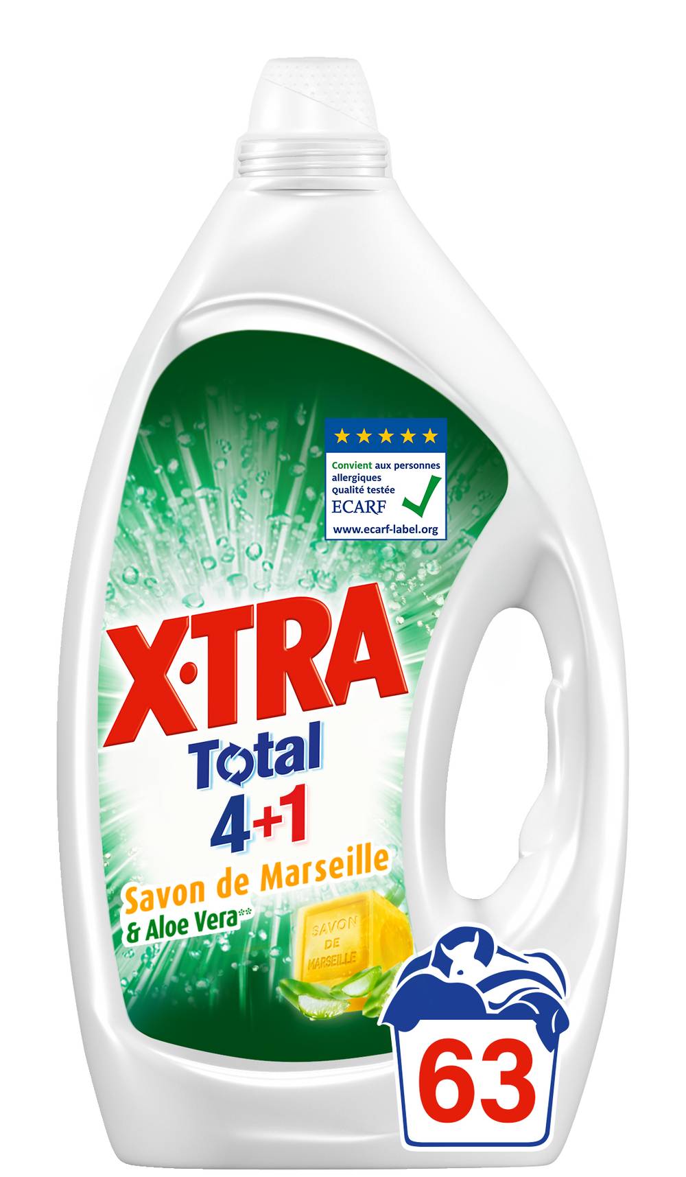 X-TRA - Lessive liquide savon de marseille aloe vera (2,83L)