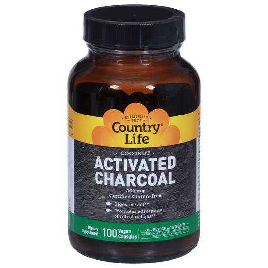 Country Life Gluten-Free Natural Activated Charcoal Supplement (100 ct)