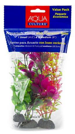 Penn-Plax Aqua Culture 3 Pk Plants Assorted