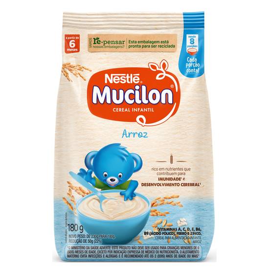 Mucilon cereal para alimentação infantil sabor arroz (180 g)