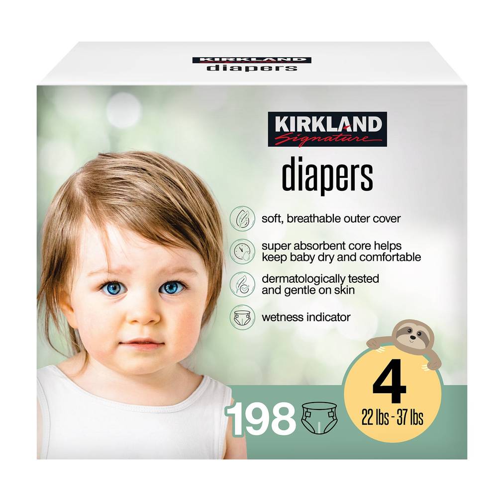 Kirkland Signature Baby Diapers, Size 4 (198 ct)