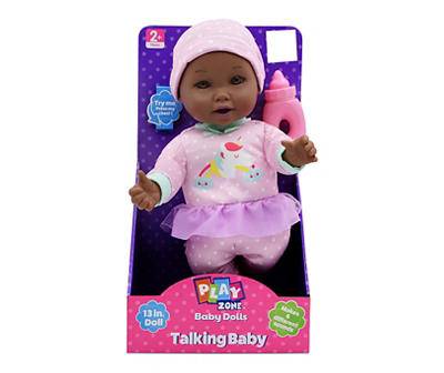 13" Pink Tutu Unicorn Outfit Talking Baby Doll, Brown Eyes