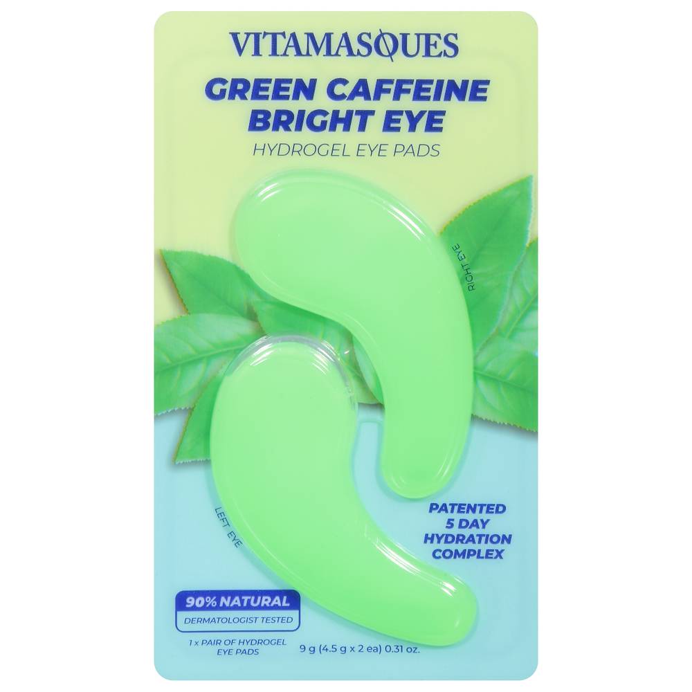 Vitamasques Hydrogel Bright Caffeine Eye Pads, Green (9 g, 2 ct)