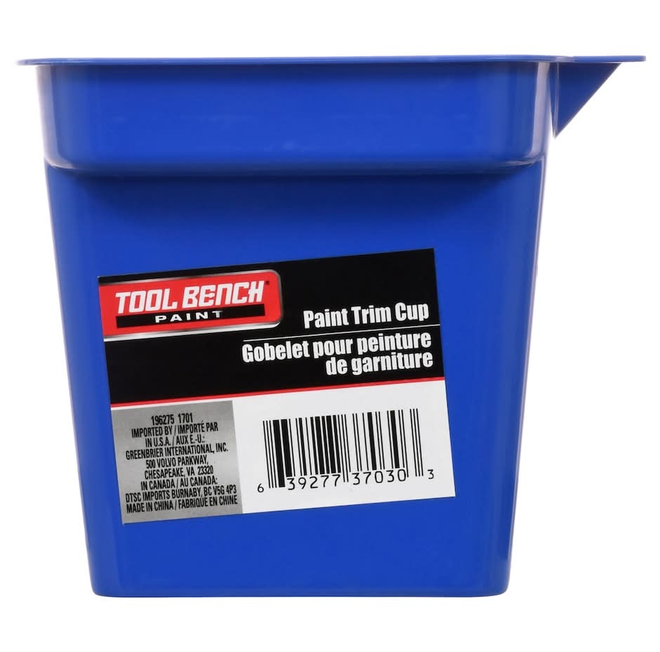 Tool Bench Plastic Paint Trim Cups With Handles, 6.75x5.75x5 in