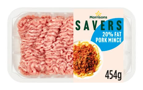 Morrisons Savers 20% Fat Pork Mince (454g)