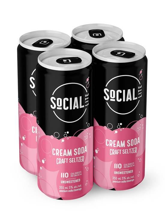 Social Lite · Cream Soda Seltzer (4 x 355 mL)
