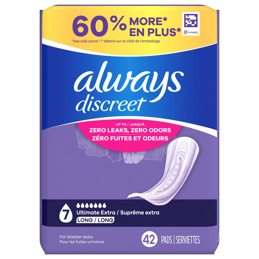 Always Discreet Ultimate Extra Protect Rapid Dry Core Pads (42 ct)