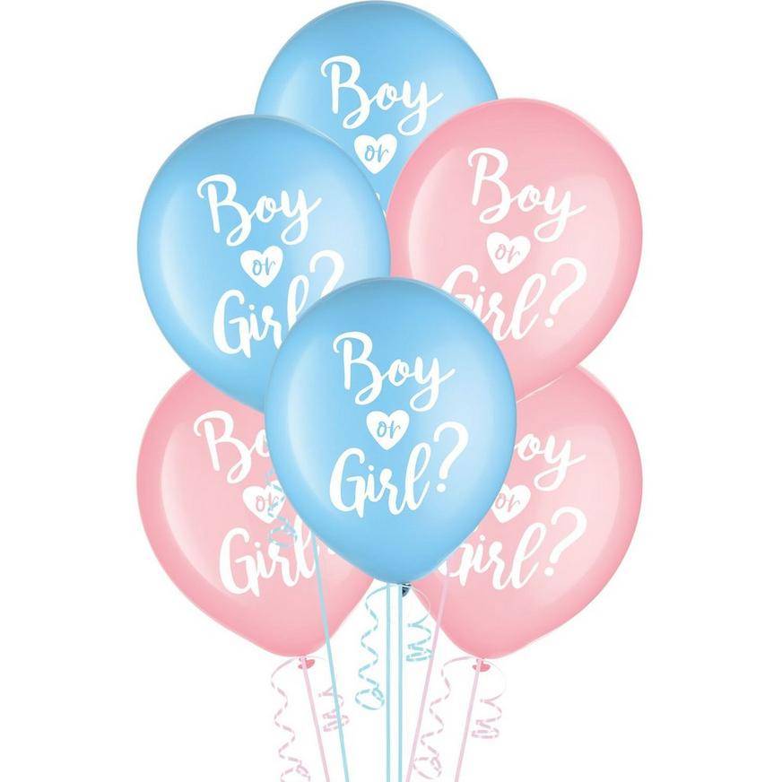 Uninflated 15ct, 12in, Boy or Girl? Blue Pink Gender Reveal Latex Balloons - The Big Reveal