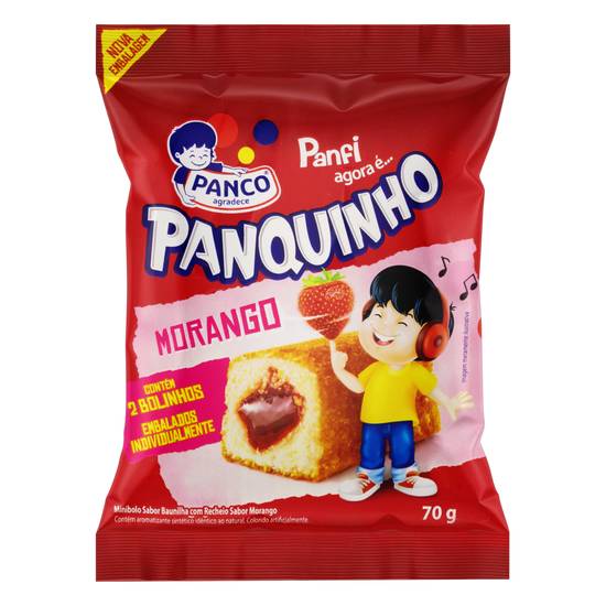 Panco mini bolo panquinho sabor baunilha com recheio de morango