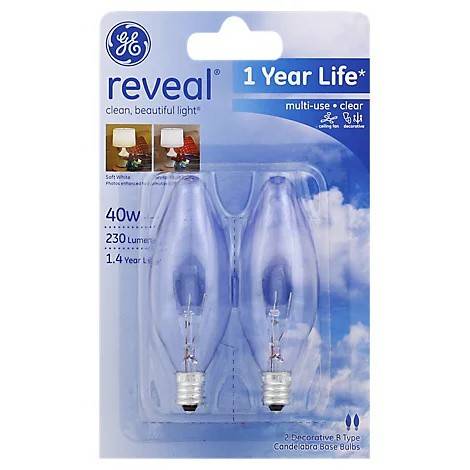 Ge 40w Reveal Clear Multi-Use Light Bulbs (2 bulbs)