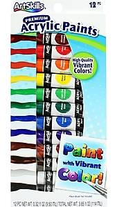 ArtSkills Premium Non Washable Acrylic Paints, Assorted Colors, 3.85 Oz., 12/Pack (PA-2039)