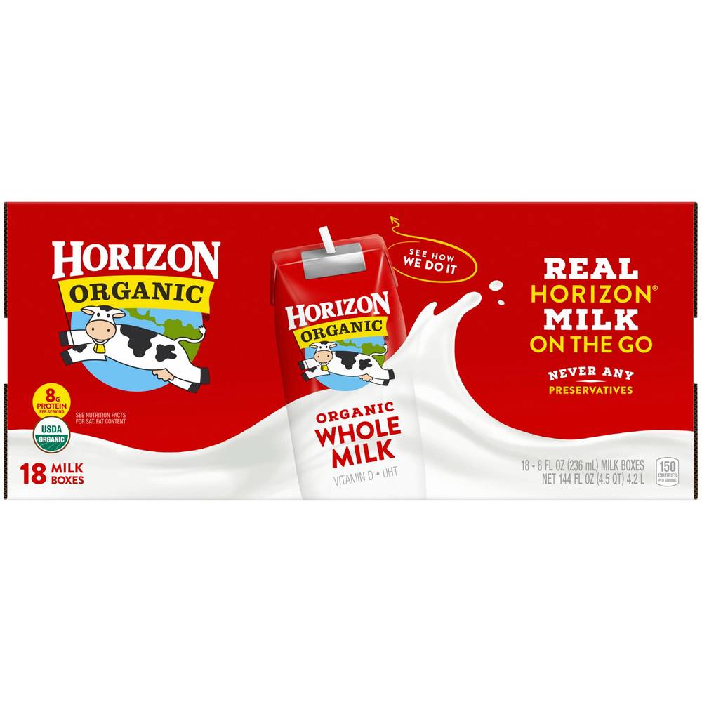 Horizon, Organic Whole Milk, 8 oz, 18-Count