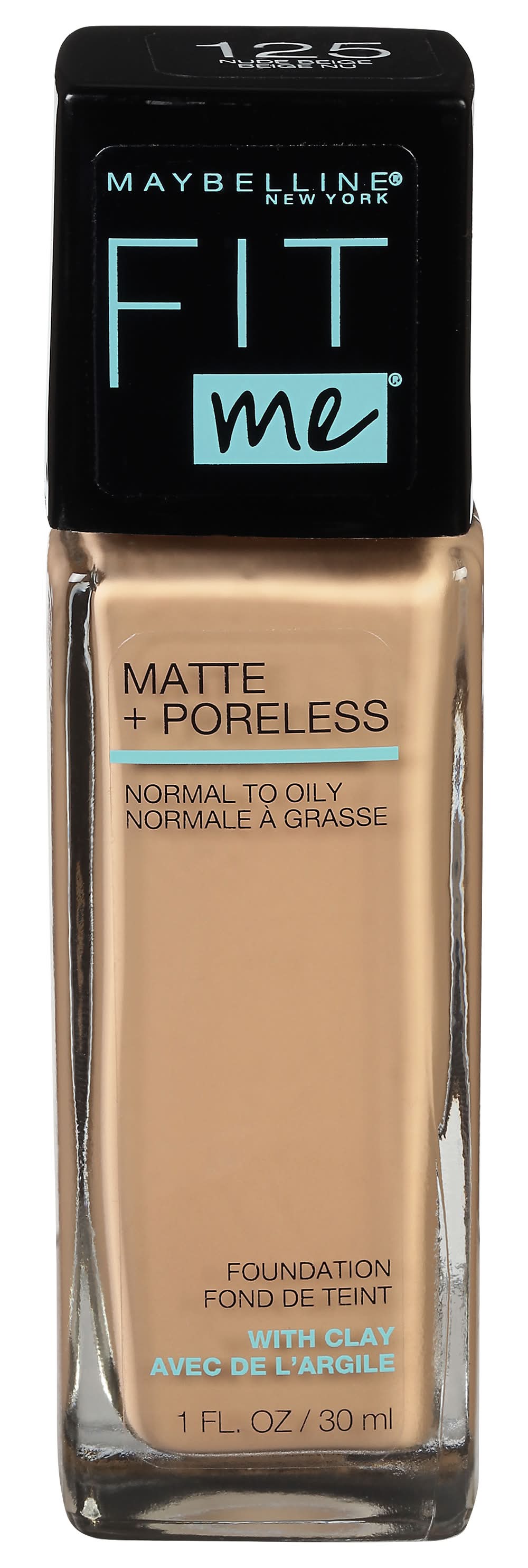 Maybelline New York Fit Me Matte + Poreless Foundation, 125 Nude Beige (1 fl oz)
