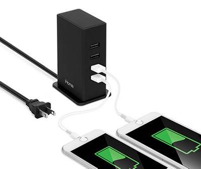 iHome Black 4-port Usb Hub Tower