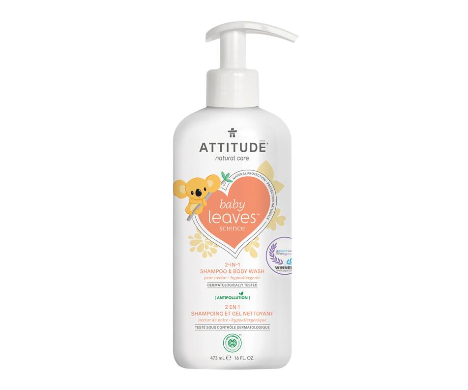 Attitude Baby Leaves 2-in-1 Natural Shampoo and Body Wash, Pear Pectar (473 ml)