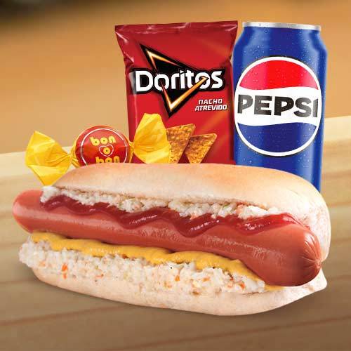 Combo Hot Dog Monster  + Pepsi 12 oz+ Doritos 42g Variedad + Bon o Bon 15 g