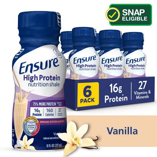 Ensure High Protein Nutrition Shake Vanilla Ready-to-Drink 8 fl oz, 6CT