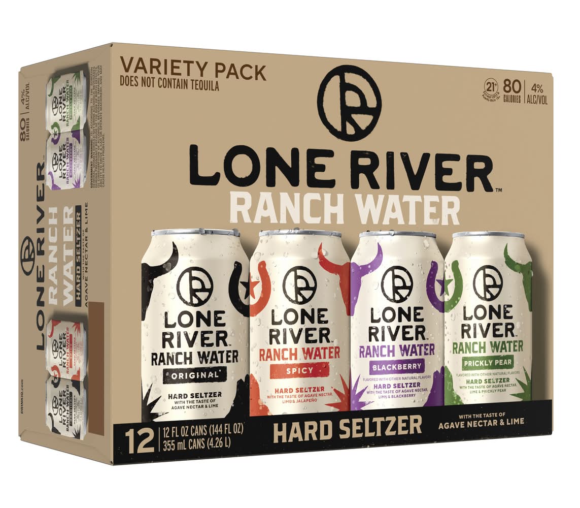 Lone River Ranch Water Variety pack Hard Seltzer, Assorted (12 x 12 fl oz)