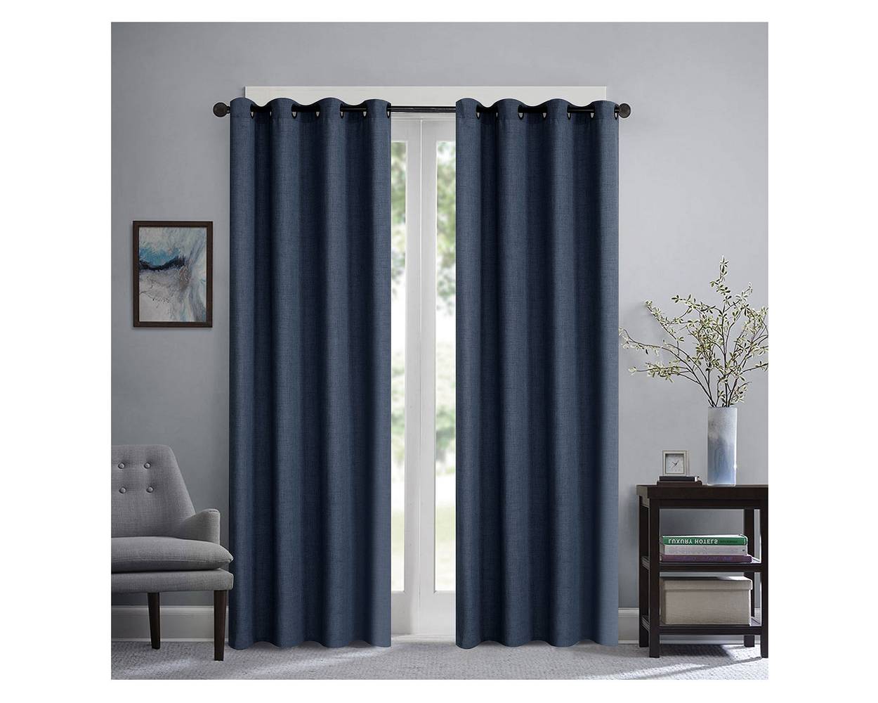 Cotidiana set cortina textura azul marino 140 x 230 cm (2 paños)