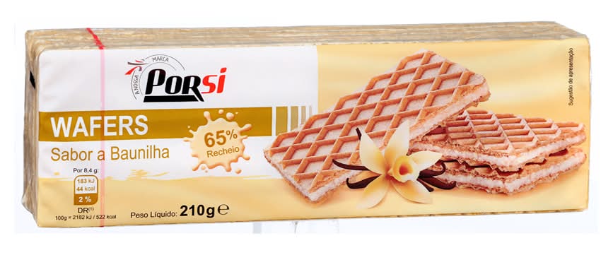 PorSi - Bolachas waffers baunilha, 210 g