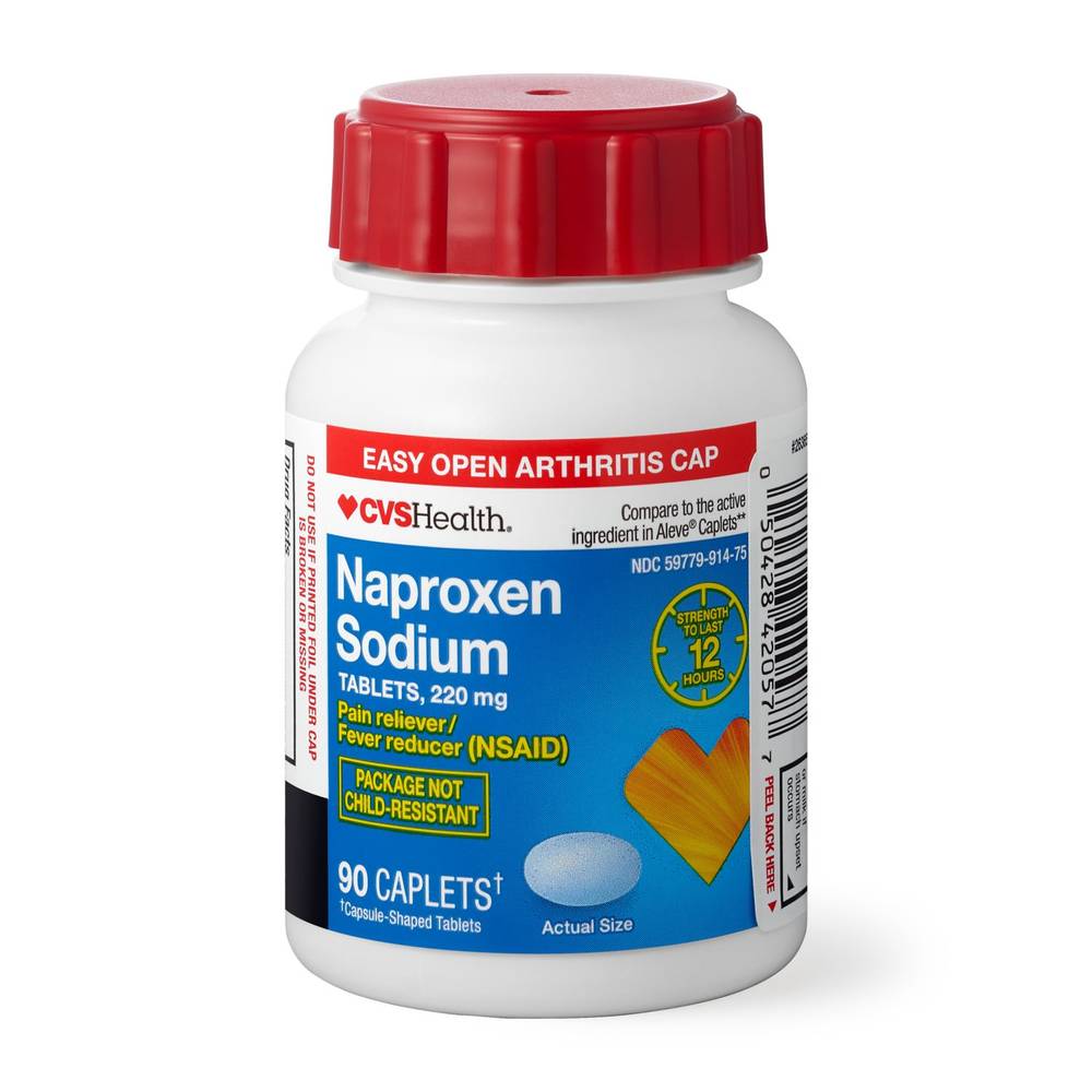 Cvs Health Easy Open Arthritis Cap Naproxen Sodium 220Mg (Nsaid) Caplets, 90 Ct