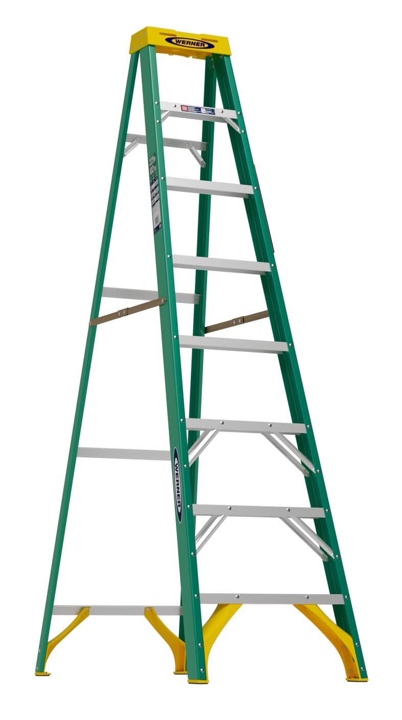 Werner 8 Ft. H Fiberglass Step Ladder Type Ii 225 Lb. Capacity