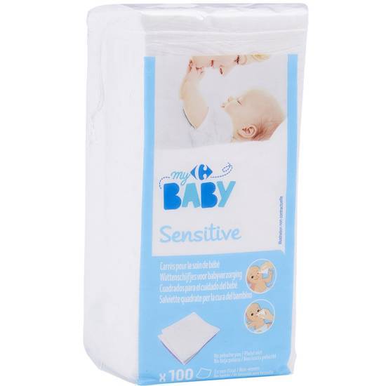 Carrefour Baby - Coton pour bébé carrés sensitive