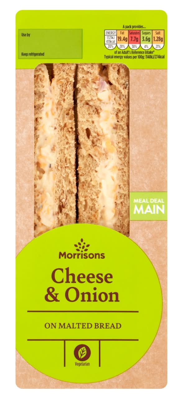 Morrisons Cheese & Onion, Malted Bread (2 pack)