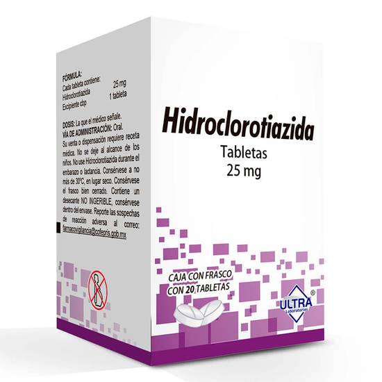 Ultra hidroclorotiazida tabletas  25 mg (20 piezas)