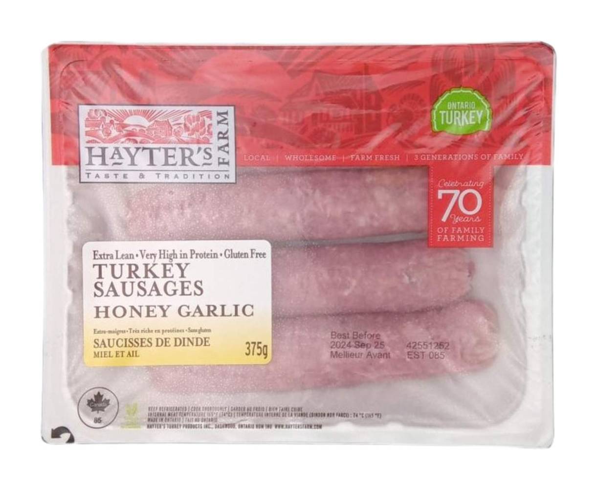 Hayter's Farm Honey Garlic Turkey Sausages (375 g)
