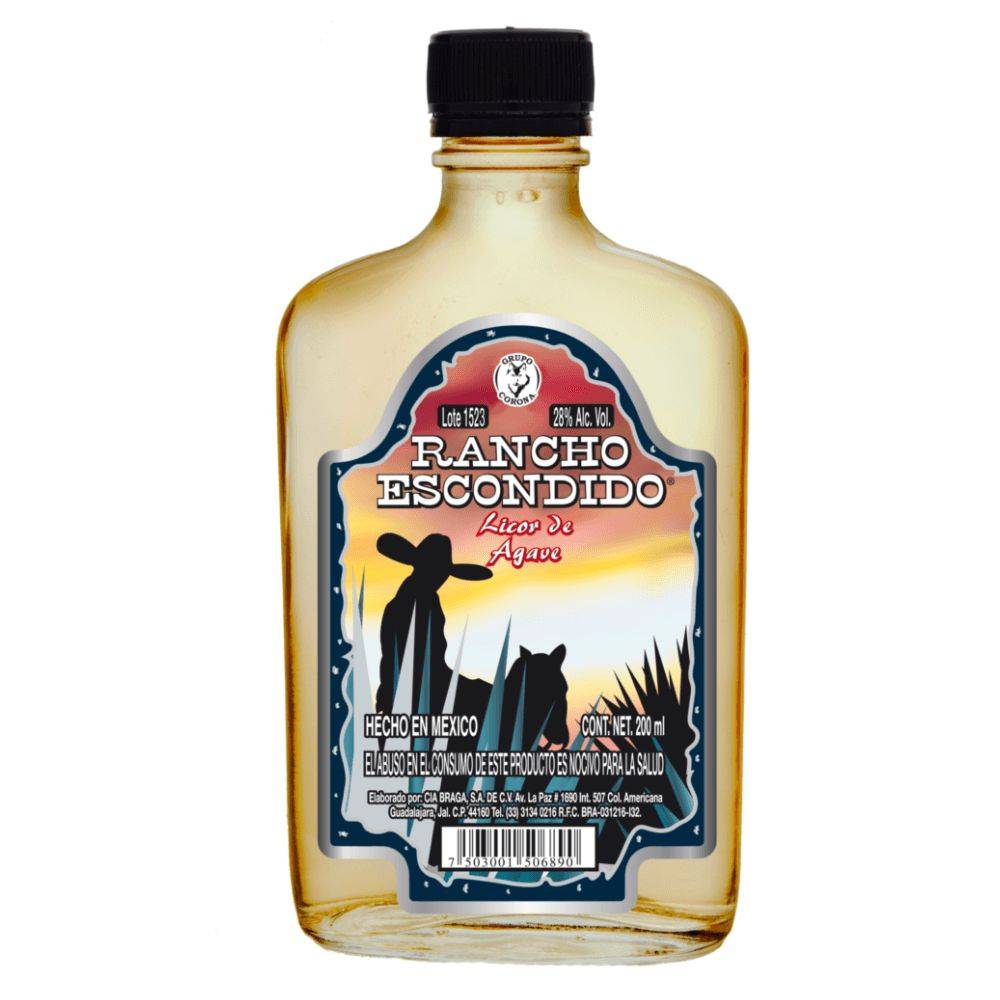 Rancho escondido licor de agave (botella 200 ml)