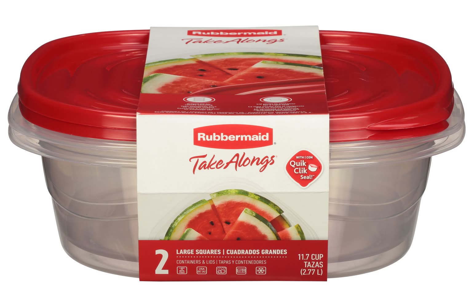 Rubbermaid 11.7 Cups Red Large Squares Containers & Lids