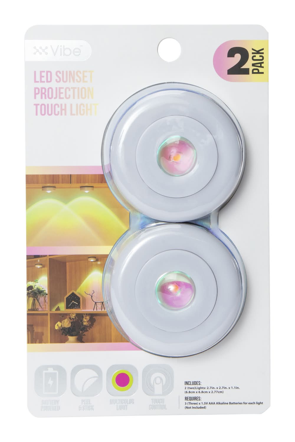 LED Sunset Projection Touch Light 2-Count