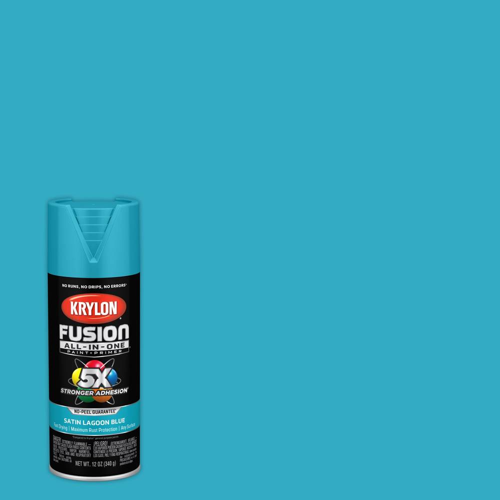 Krylon Fusion All-In-One Satin Lagoon Blue Spray Paint and Primer In One (NET WT. 12-oz) | K02741007