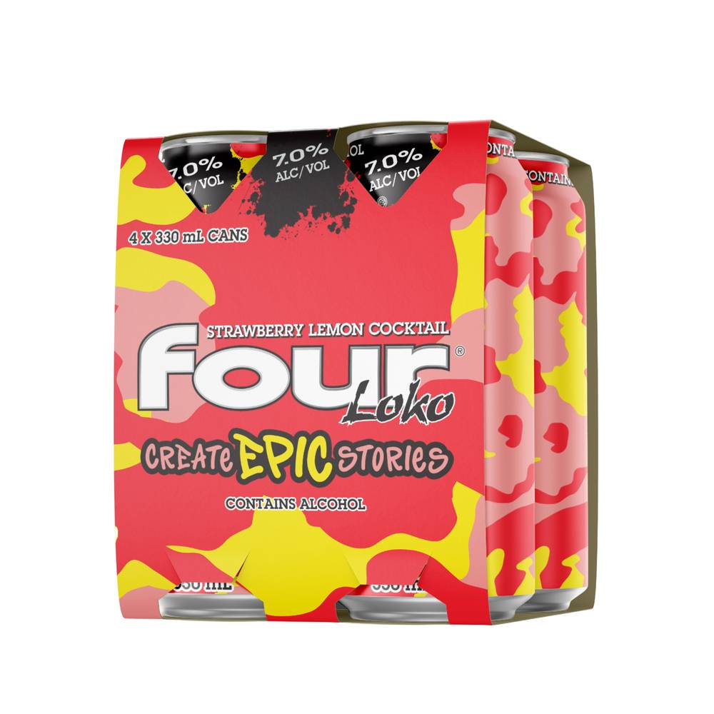 Four Loko Strawberry Lemonade Can 330mL X 4 pack