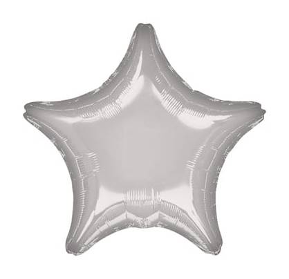 Inflated Silver Star Foil Balloon, 19 Inches