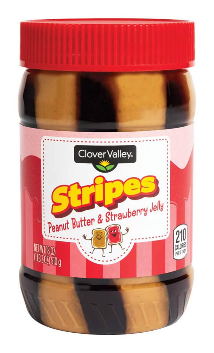 Clover Valley Stripes Peanut Butter & Strawberry Jelly (18 oz)