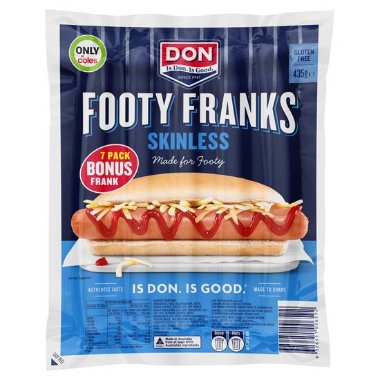 Don Footy Franks Skinless 435g