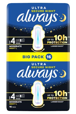 Always 4, Ultra Secure Night Wings Pads Big pack (16 pack)