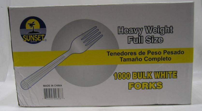 Sunset - White Heavy Weight Plastic Forks - 1000 ct (1X1000|Case of 1)