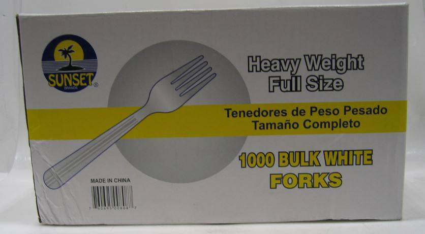 Sunset - White Heavy Weight Plastic Forks - 1000 ct (1X1000|1 Unit per Case)