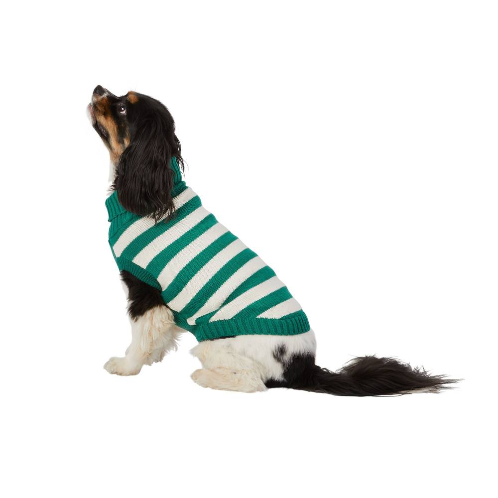 Top Paw® Value Striped Dog Sweater (Color: Green, Size: Medium)