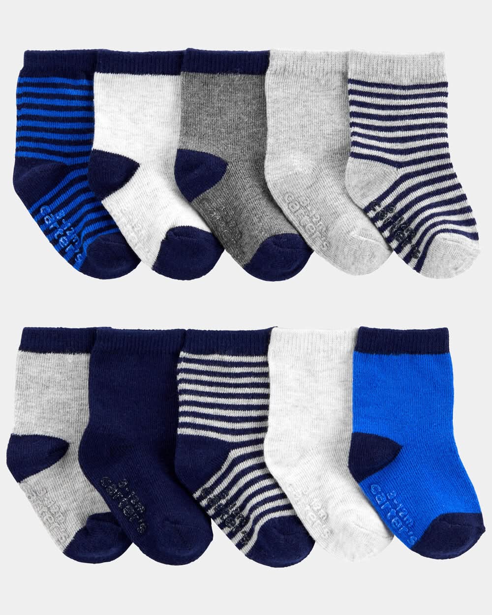 Toddler 10-Pack Socks - Navy/Grey - 2T-4T