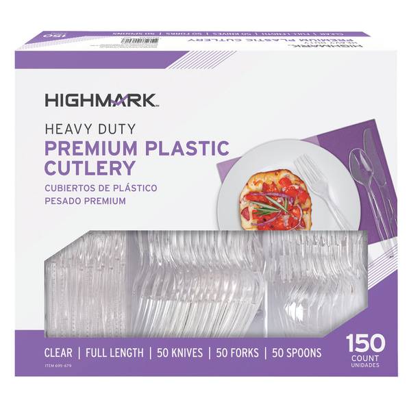 Highmark Heavy-Duty Plastic Cutlery, Premium, Clear, Utensils