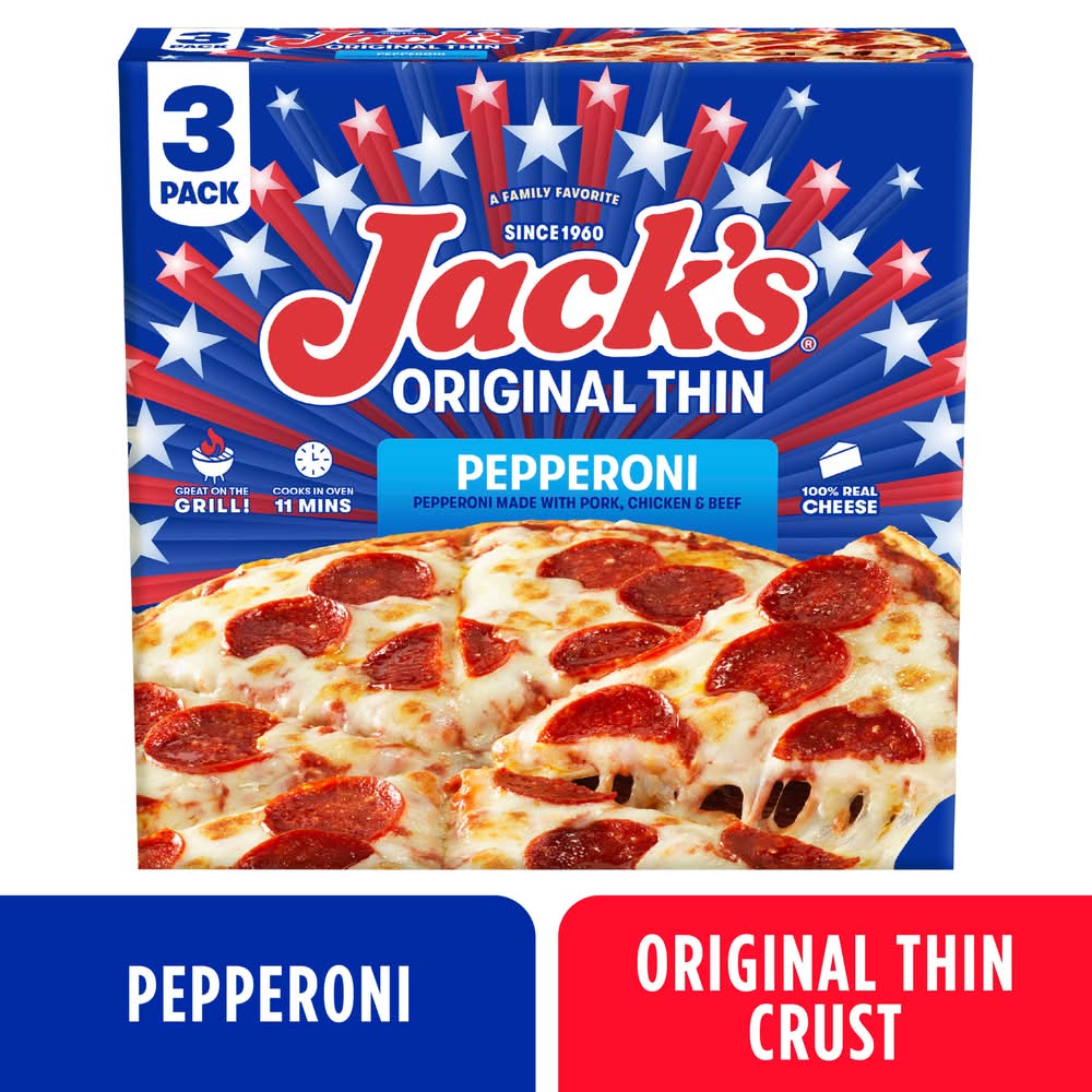 Jack's Original Thin Crust Pepperoni Frozen Pizza (43.1 oz, 3 ct)