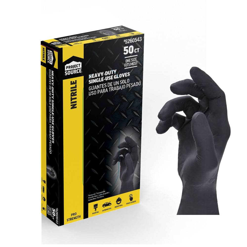 Project Source 50-Count One Size Fits All Nitrile Disposable Cleaning Gloves | PSGPNB50CT