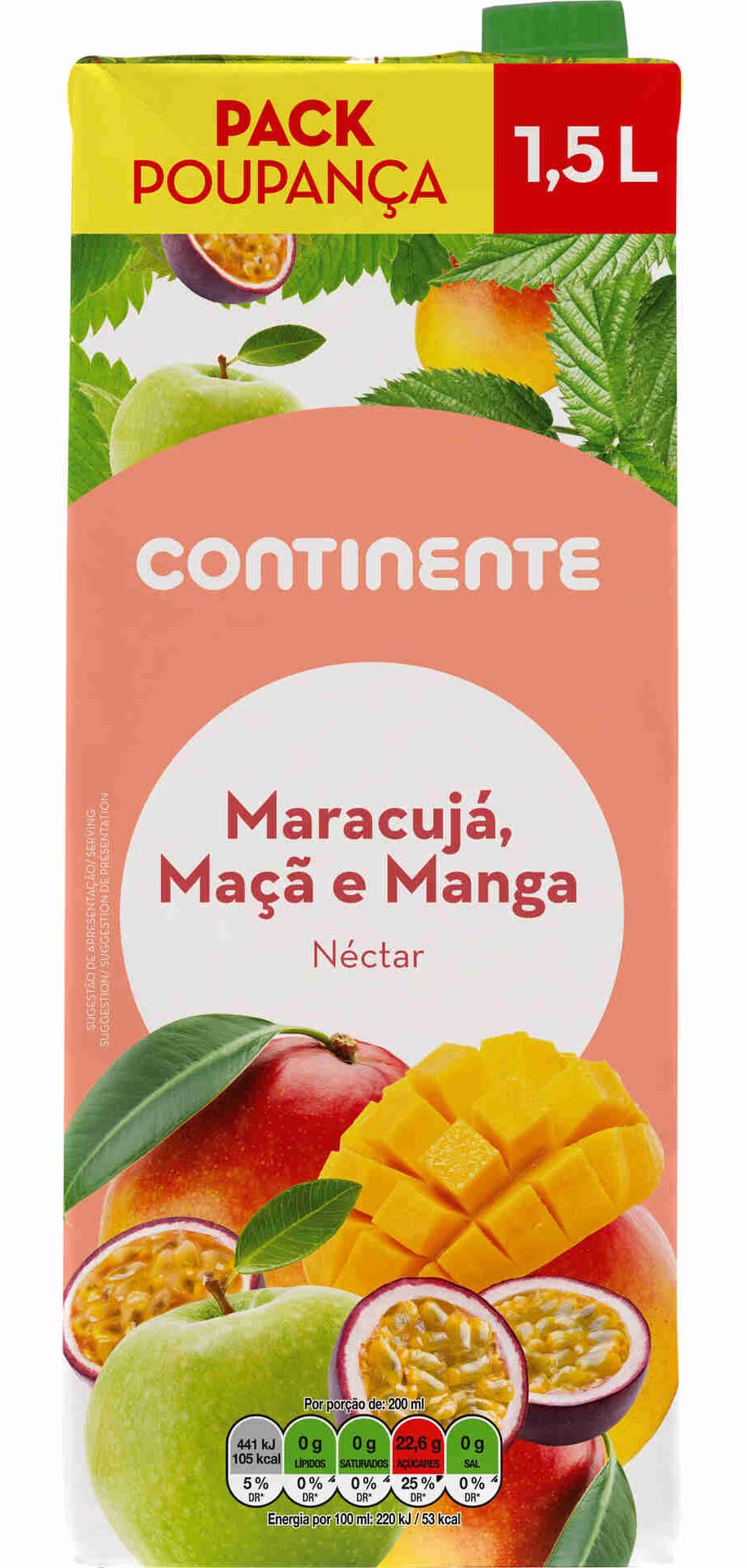 Néctar Maracujá, Maçã e Manga Pack Poupança Continente (emb. 1,5 lt)